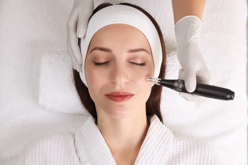 Facial treatment in progress